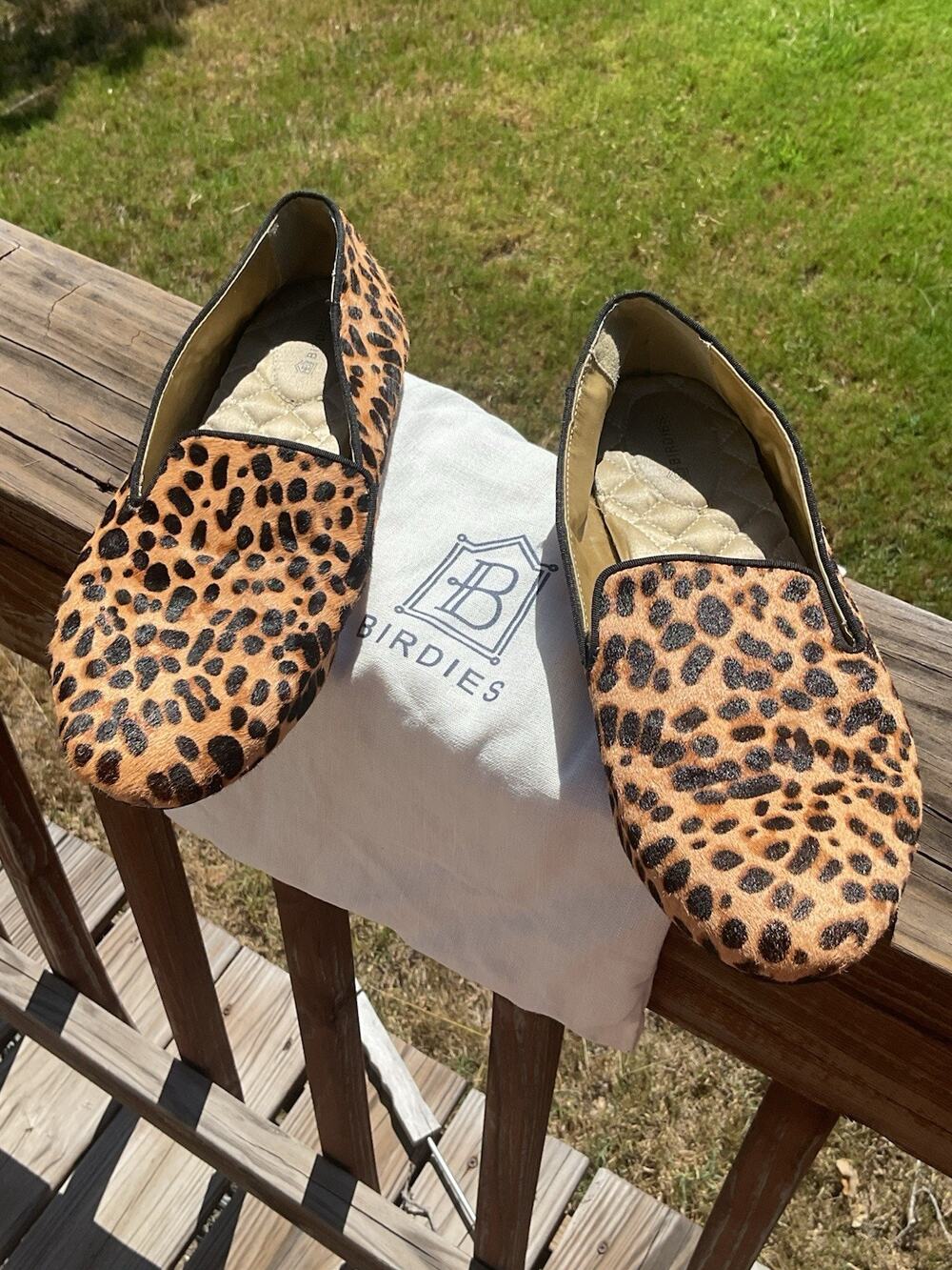 Birdies Size 9.5 Starling Calf Hair Cheetah Flats Faux Fur Lining Shoes